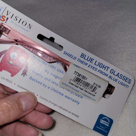 ICU Eyewear Kids Youth Screen Vision Blue Light Filtering Pink Oval Glasses New - Picture 6 of 7